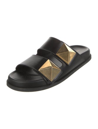 Valentino Leather Studded Accents Slides