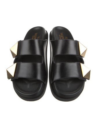 Valentino Leather Studded Accents Slides
