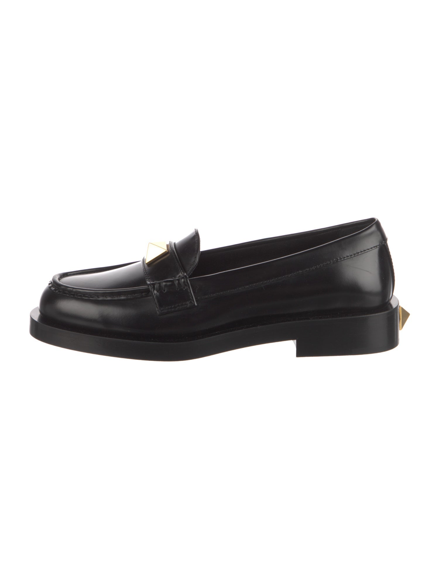 Valentino Rockstud Accents Leather Loafers