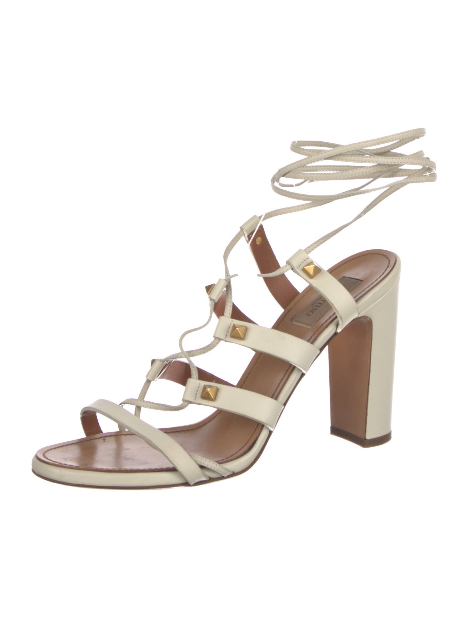 Valentino Rockstud Accents Leather Gladiator Sandals
