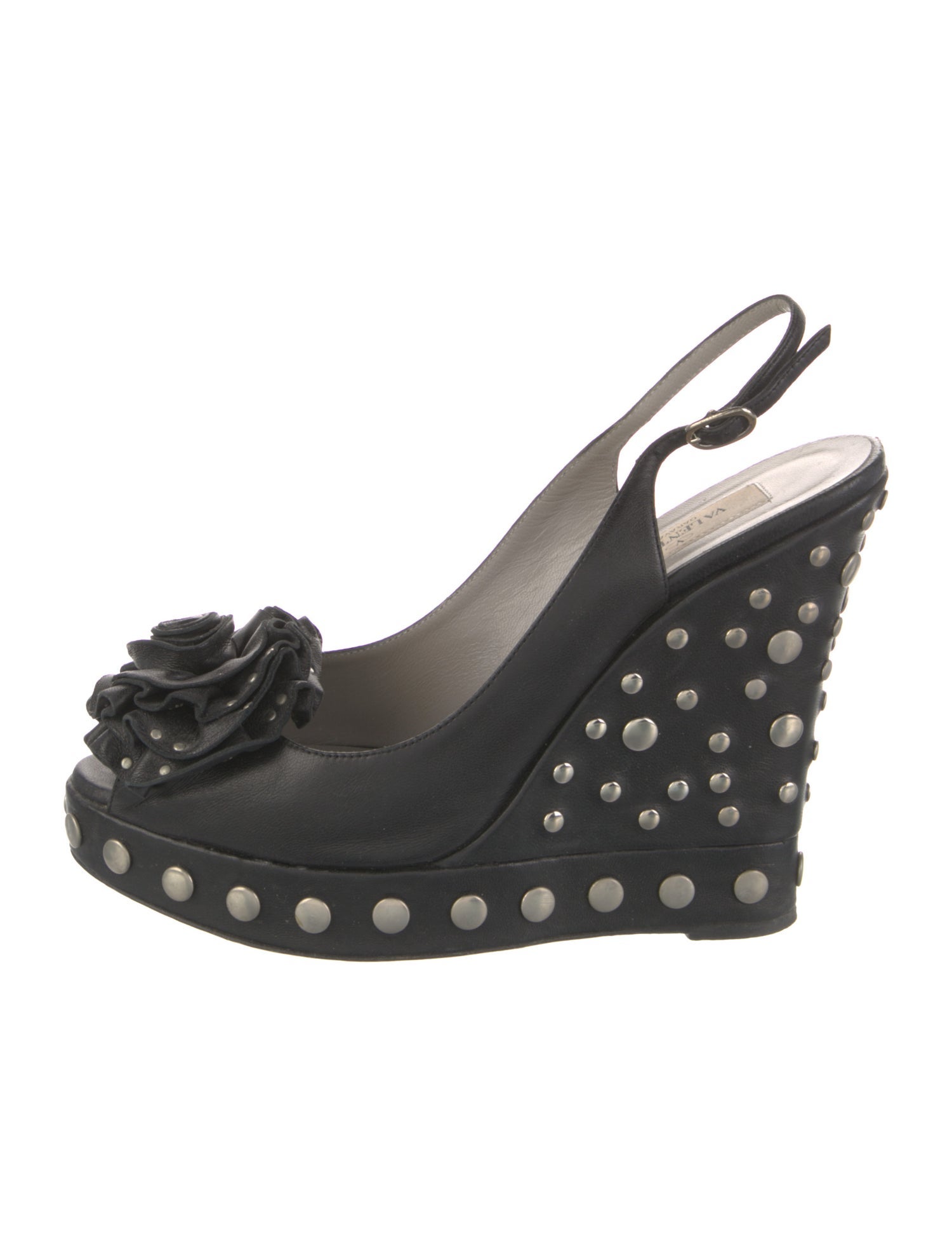 Valentino Leather Studded Accents Slingback Pumps