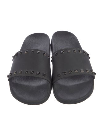 Valentino Rockstud Accents Rubber Slides