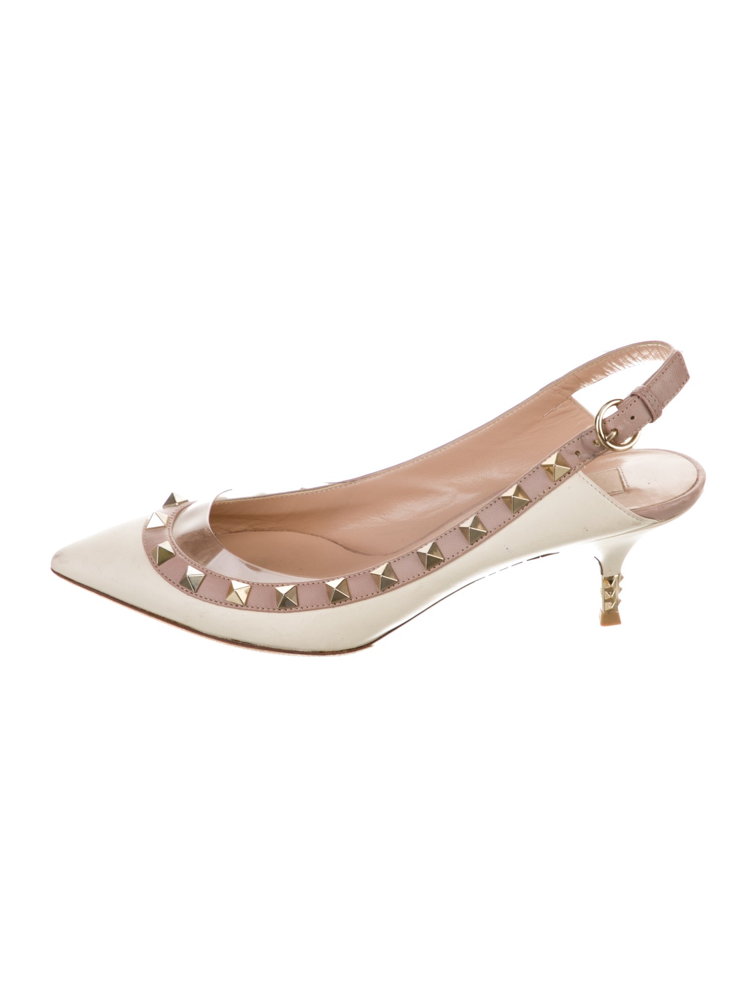 Valentino Rockstud Accents Leather Slingback Pumps