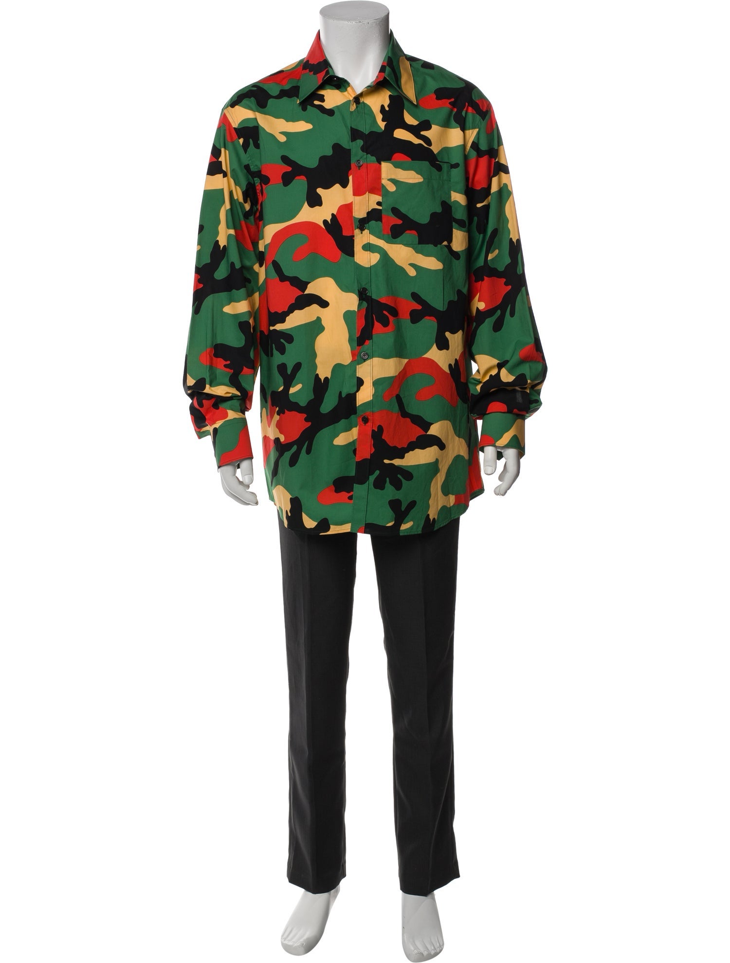 Valentino Rockstud Accents Camouflage Print Shirt