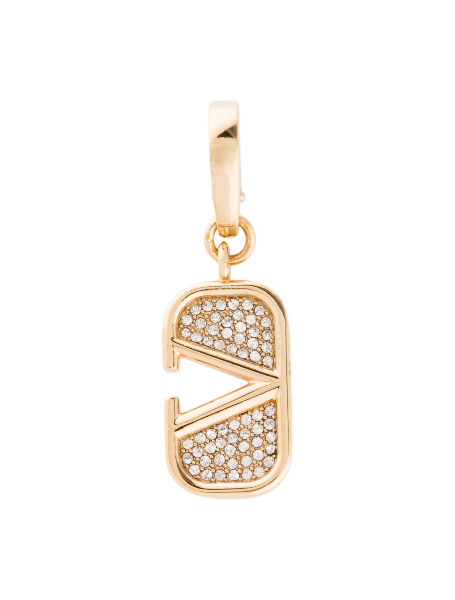 Valentino Signature V Logo Crystal Charm Pendnat