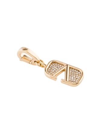Valentino Signature V Logo Crystal Charm Pendnat