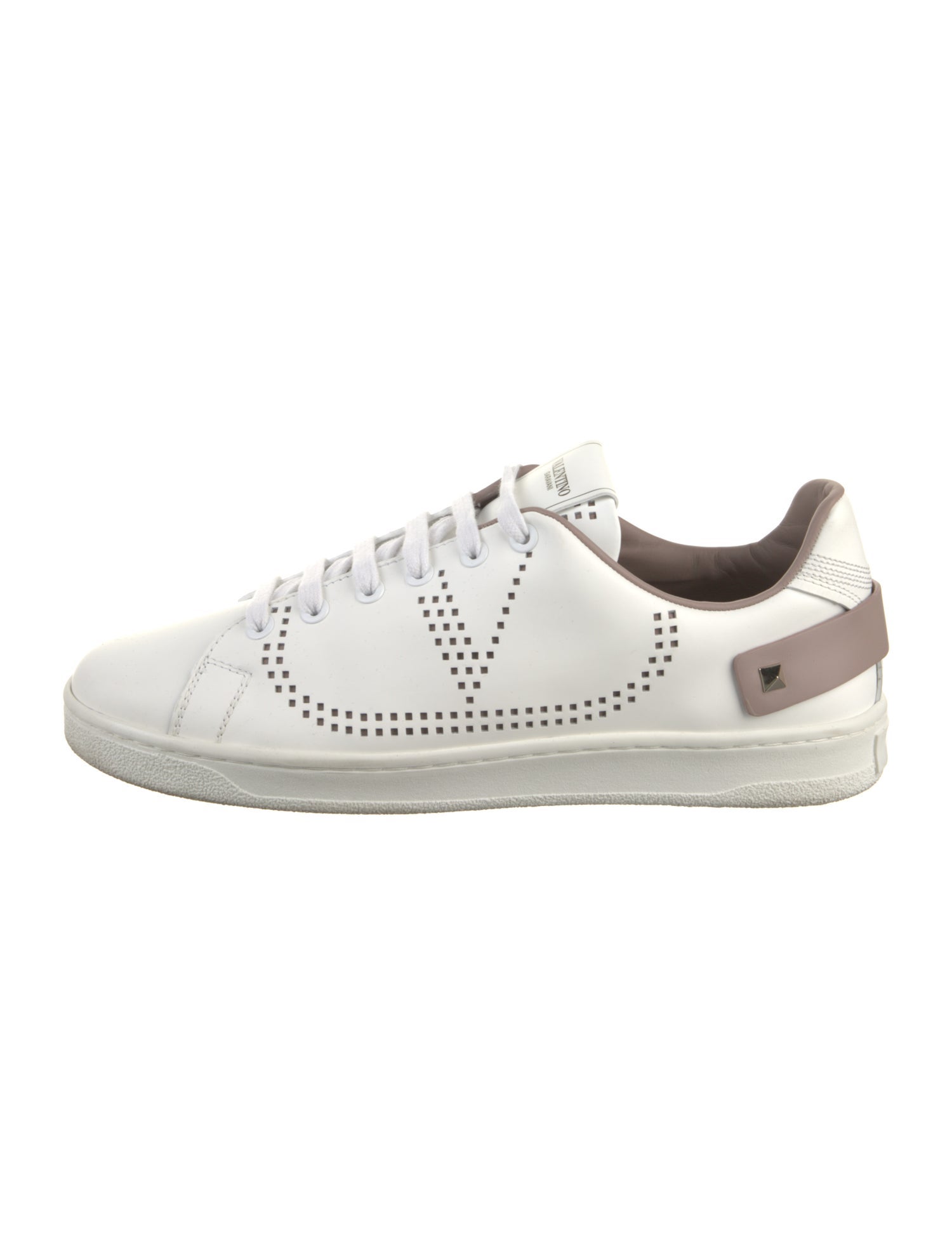 Valentino Rockstud Accents Leather Sneakers
