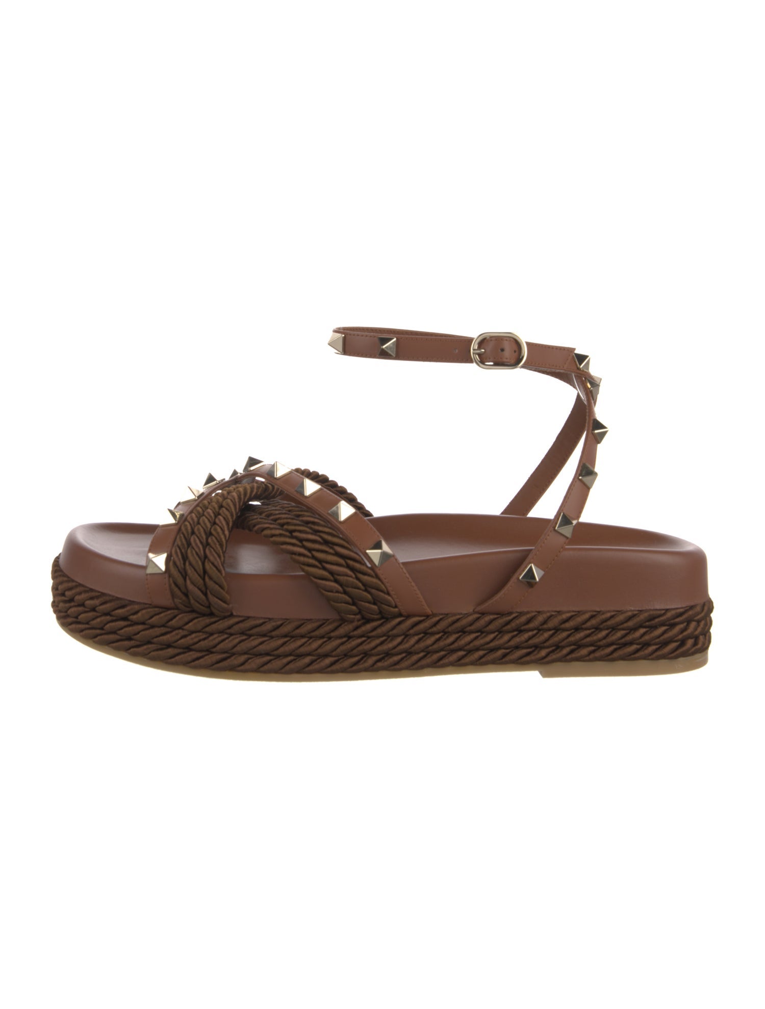 Valentino Rockstud Accents Leather Espadrilles