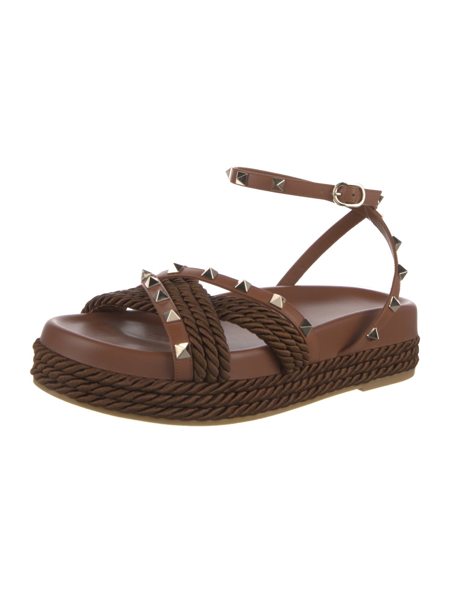 Valentino Rockstud Accents Leather Espadrilles