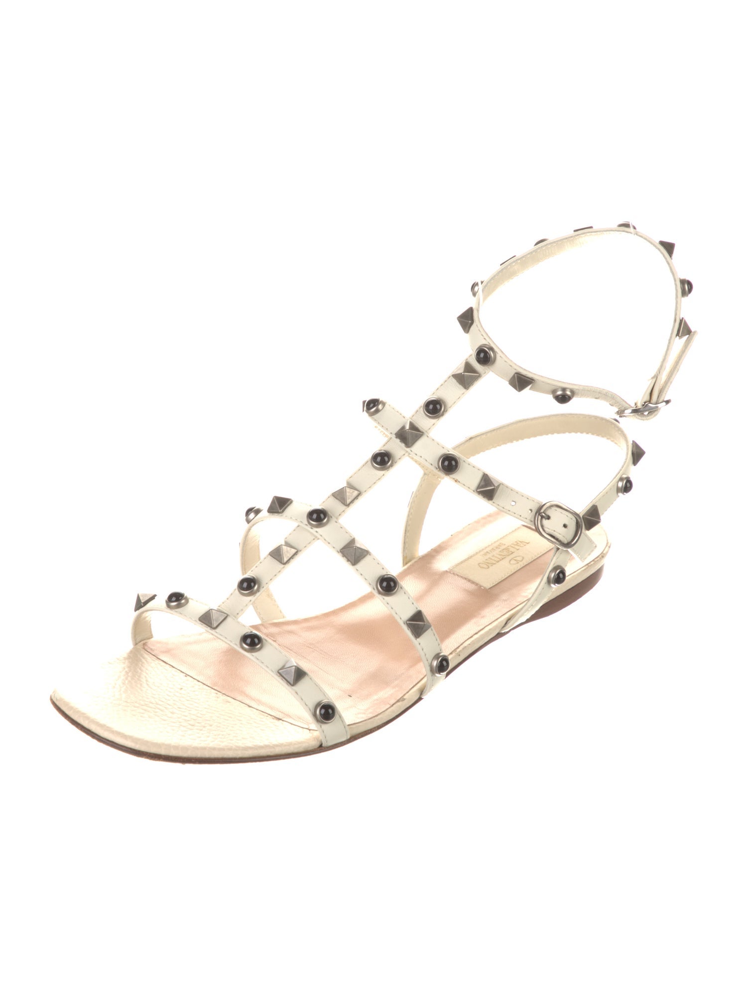 Valentino Rockstud Accents Leather Gladiator Sandals