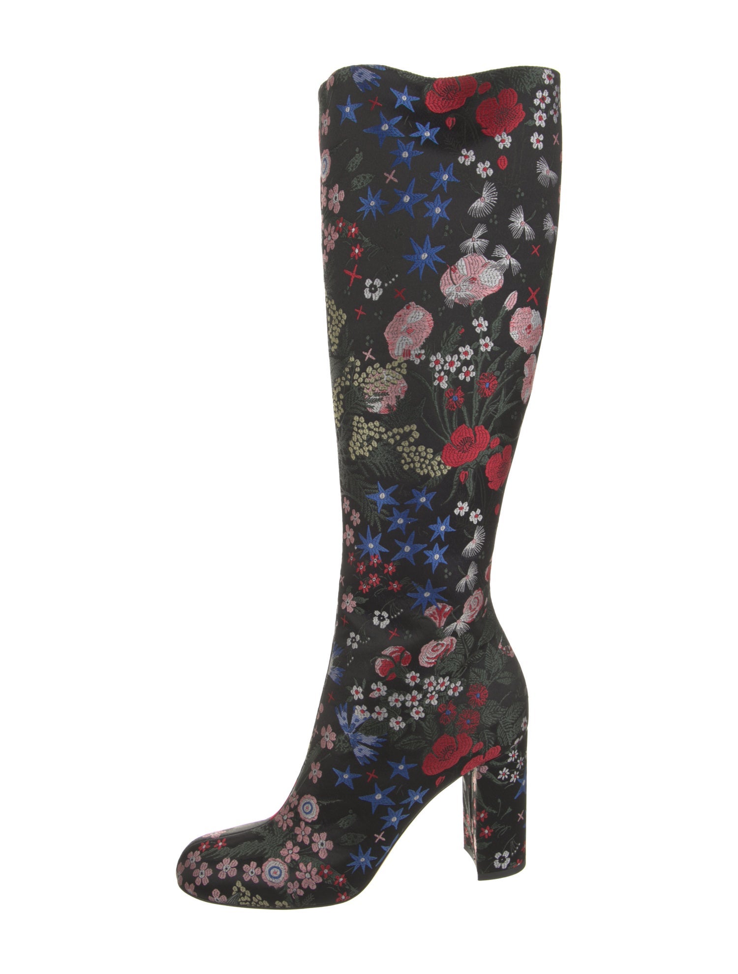 Valentino Leather Floral Print Boots