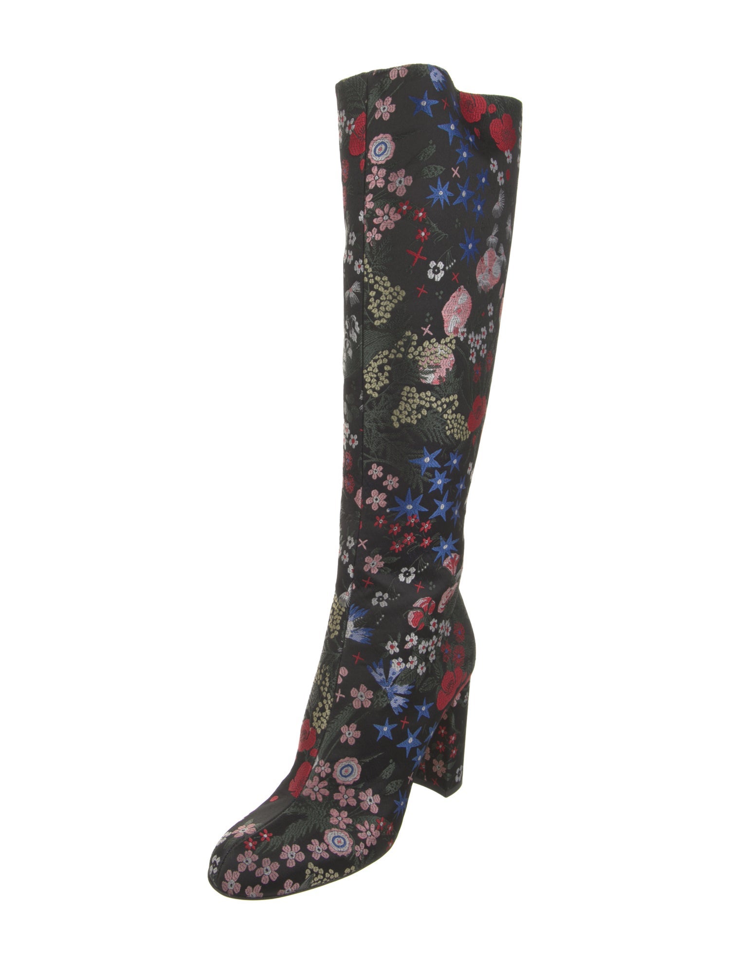Valentino Leather Floral Print Boots