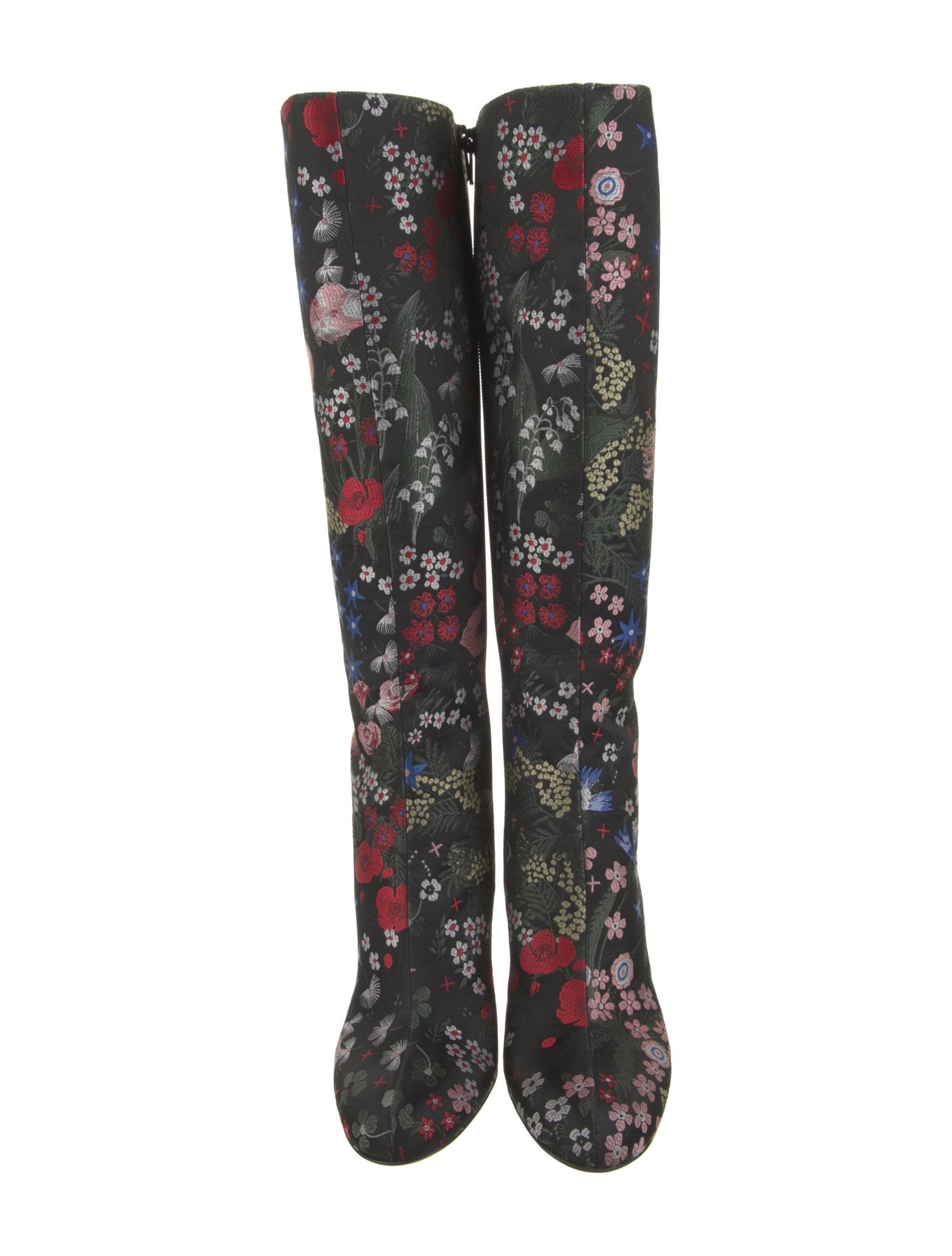 Valentino Leather Floral Print Boots