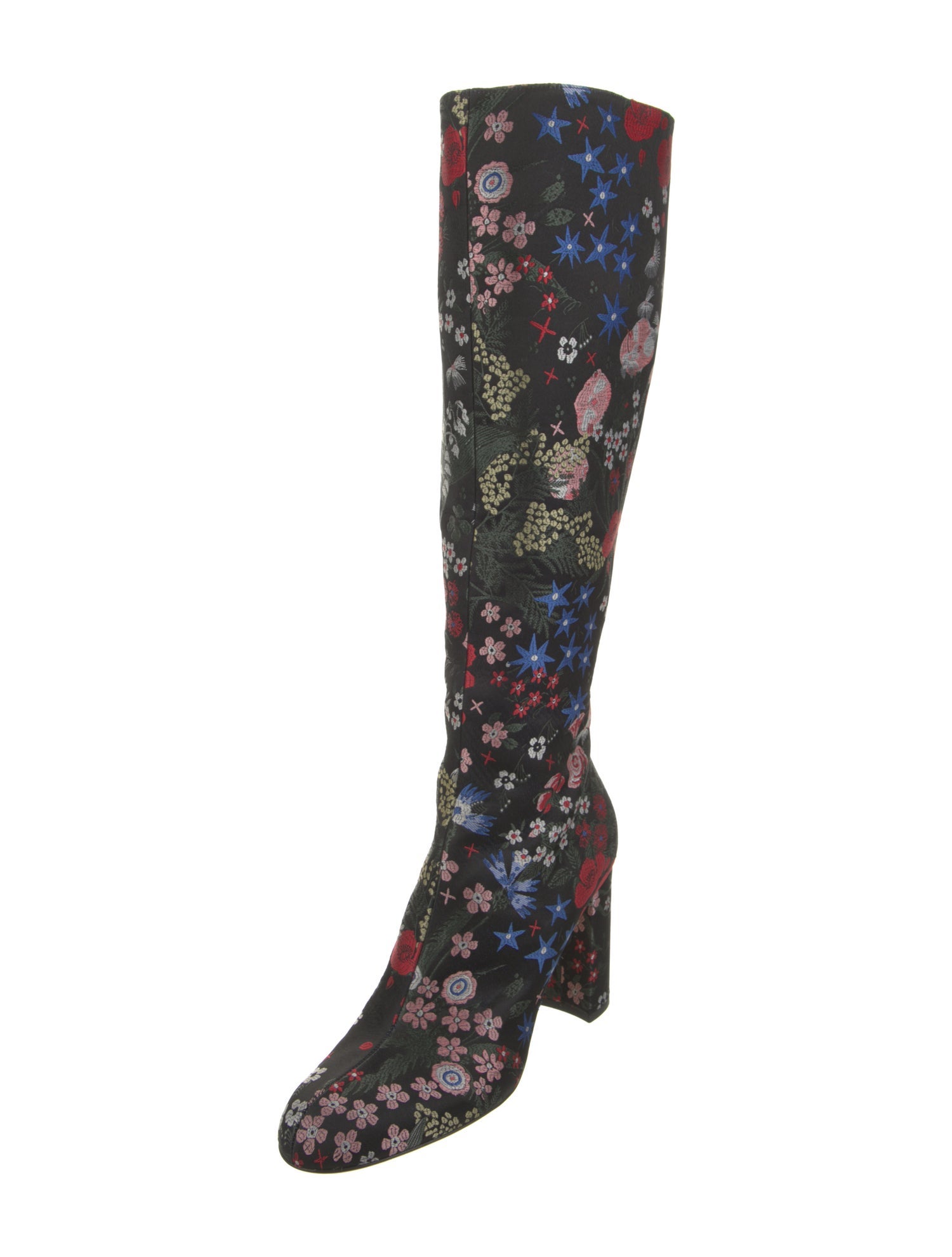 Valentino Leather Floral Print Boots