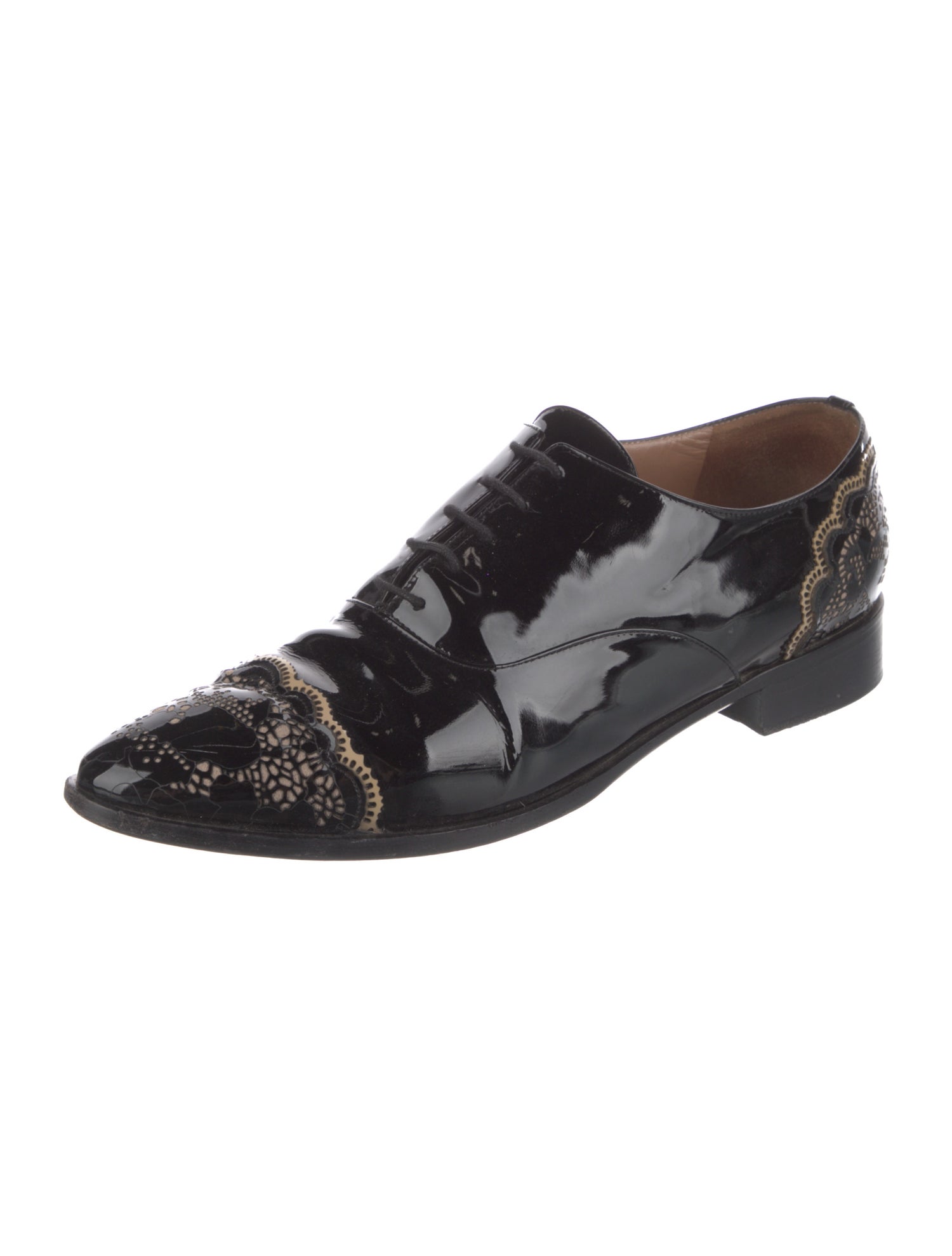 Valentino Lace Art Patent Leather Oxfords