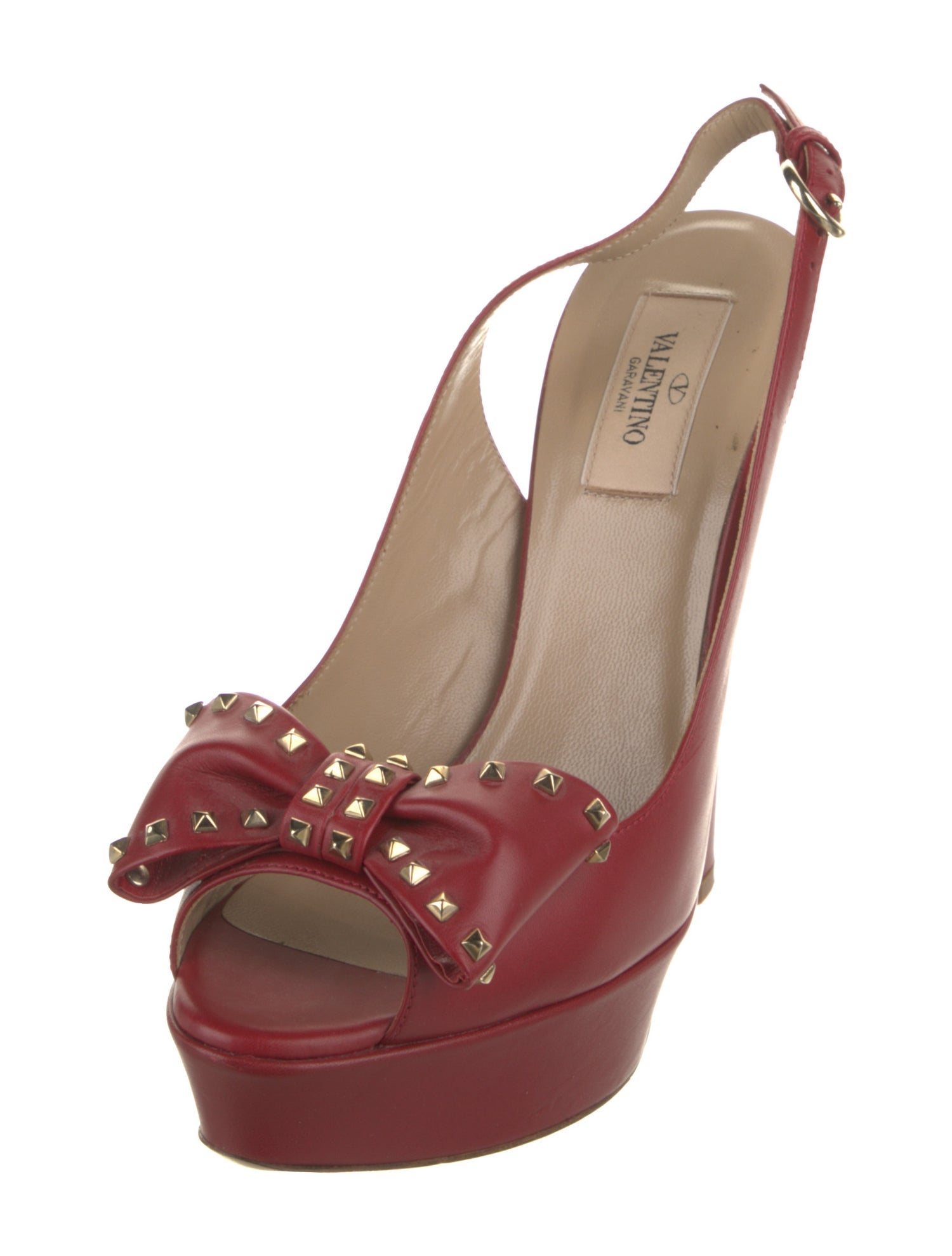 Valentino Rockstud Accents Leather Slingback Pumps