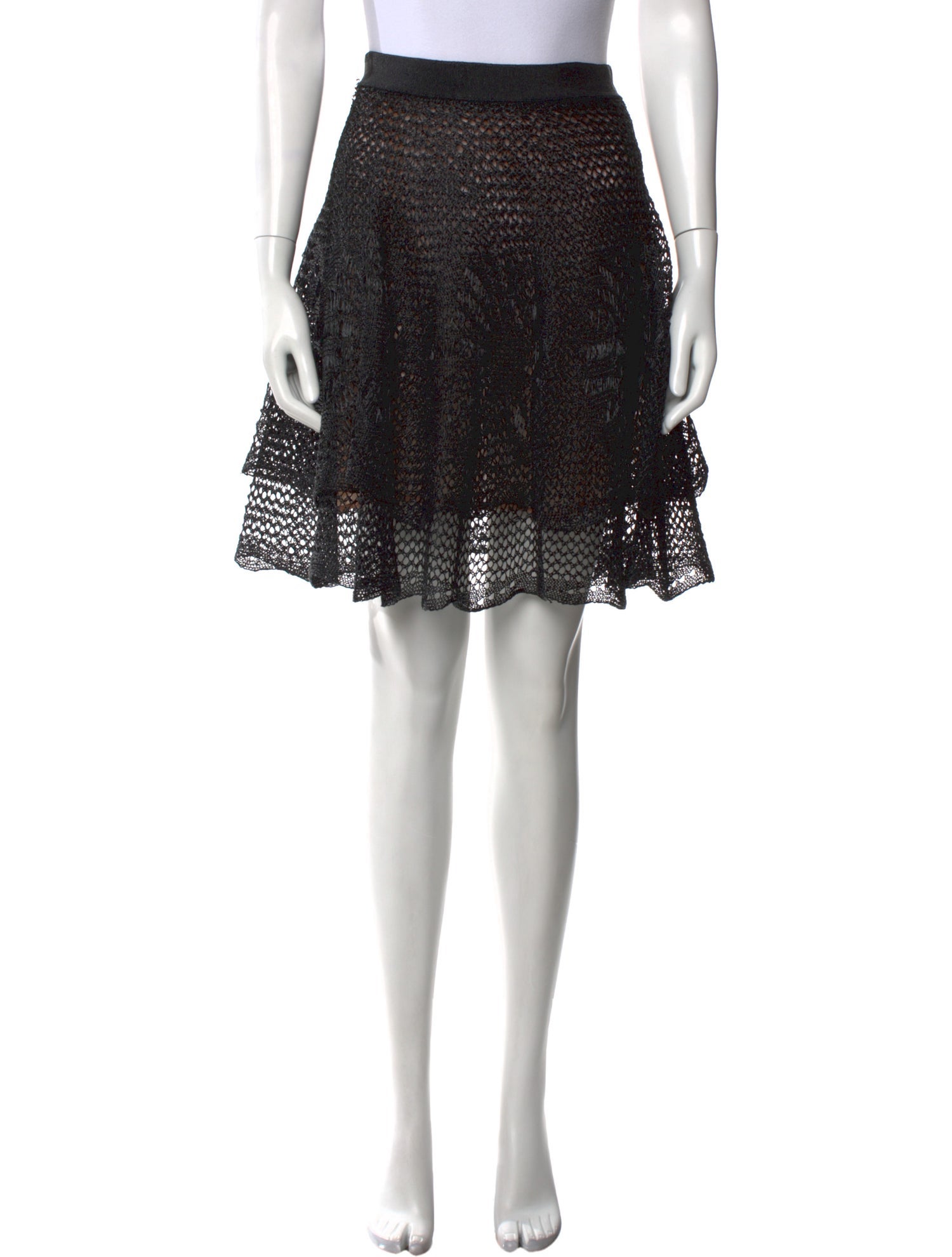 Valentino Mesh Accents Knee-Length Skirt