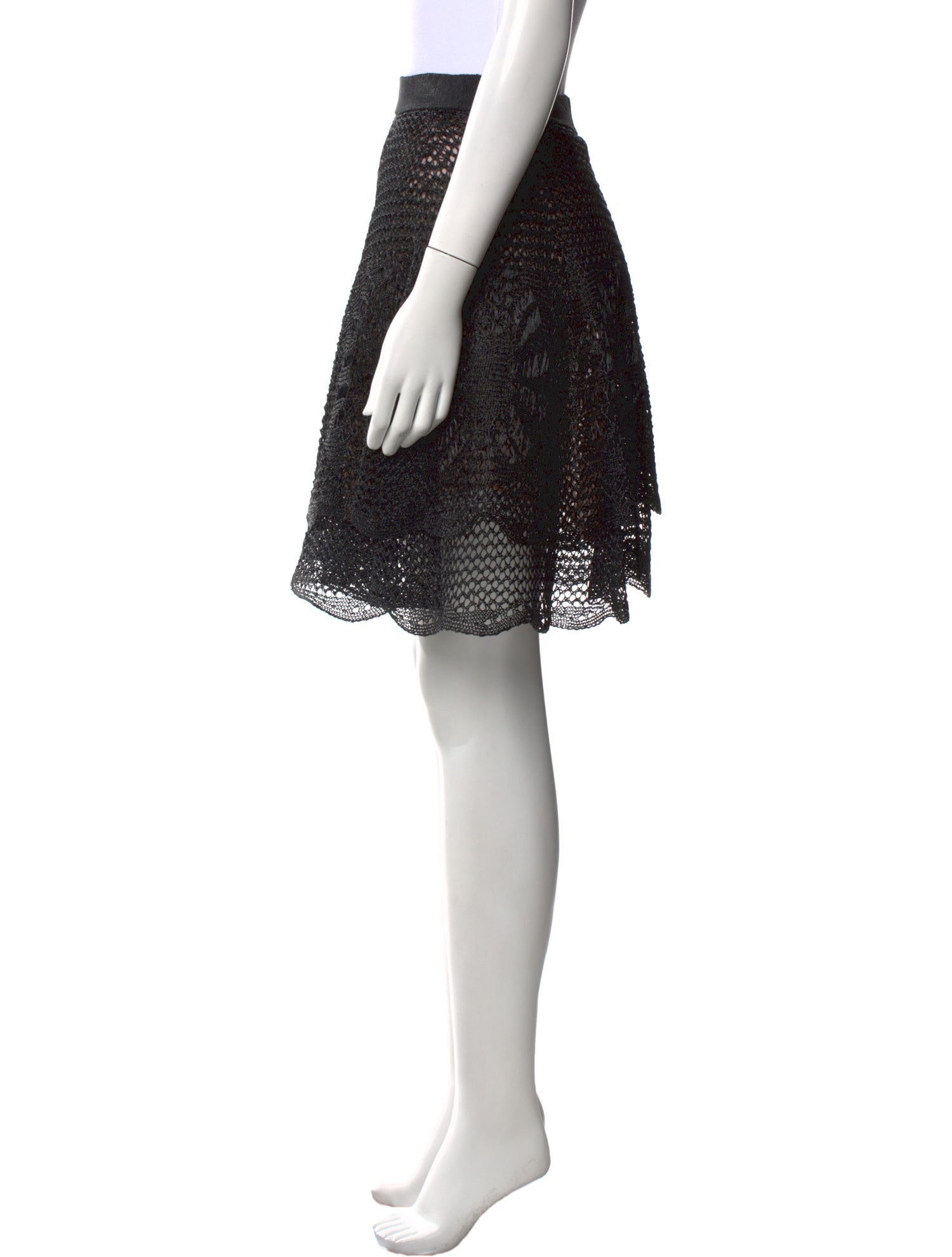 Valentino Mesh Accents Knee-Length Skirt