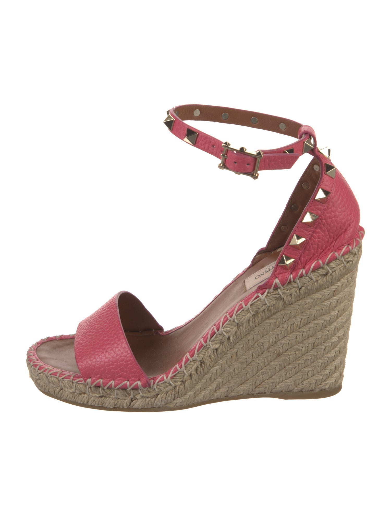 Valentino Rockstud Accents Leather Espadrilles