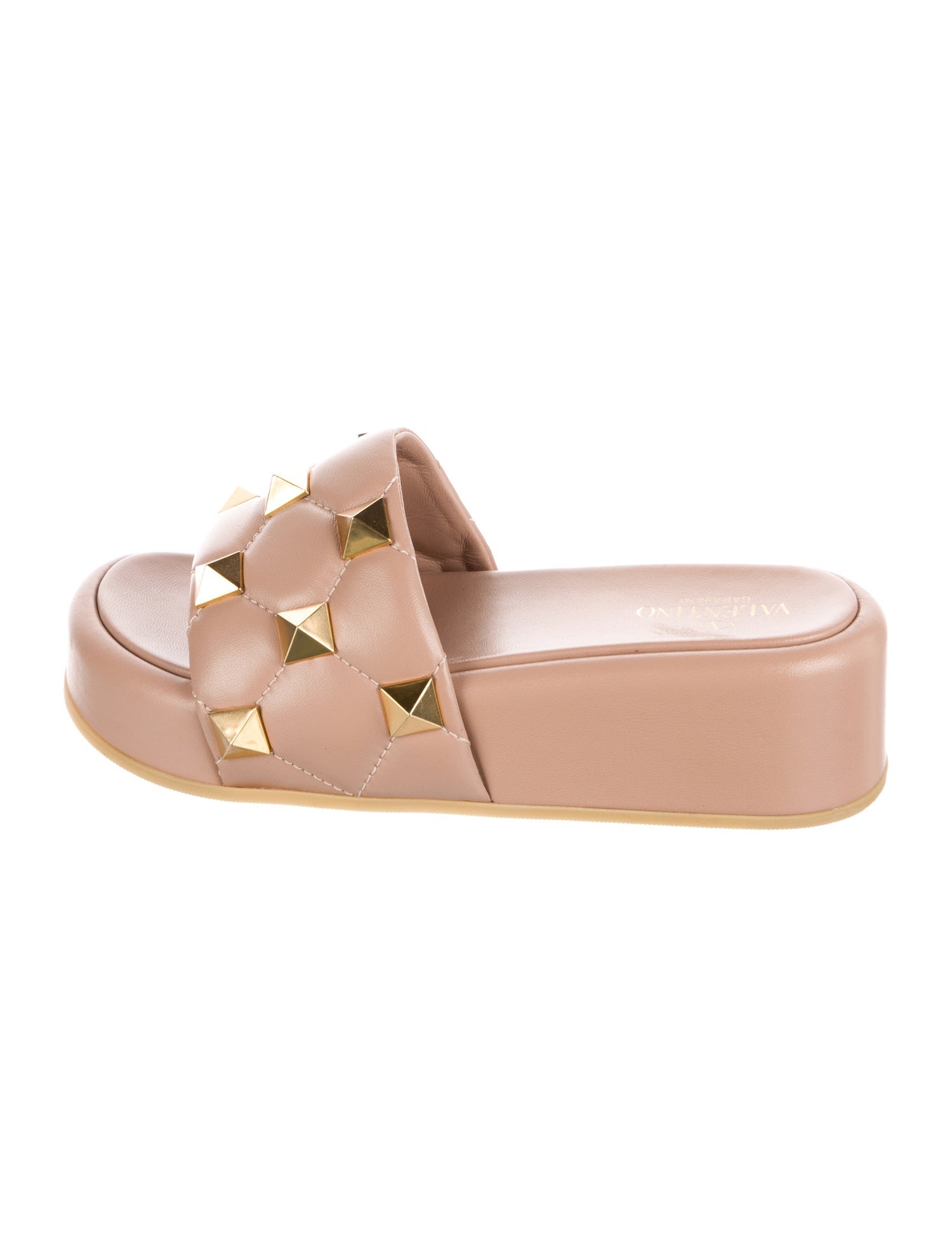 Valentino Rockstud Accents Leather Slides