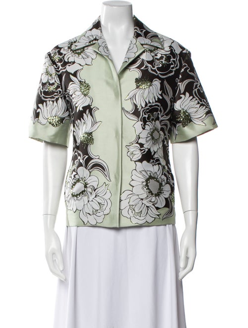 Valentino Printed Short Sleeve Button-Up Top