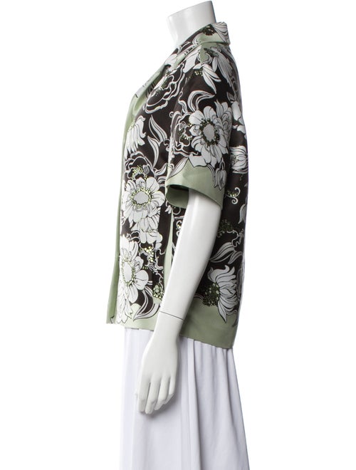 Valentino Printed Short Sleeve Button-Up Top
