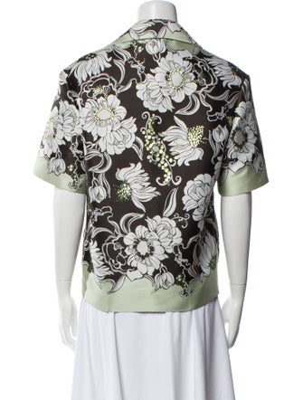 Valentino Printed Short Sleeve Button-Up Top