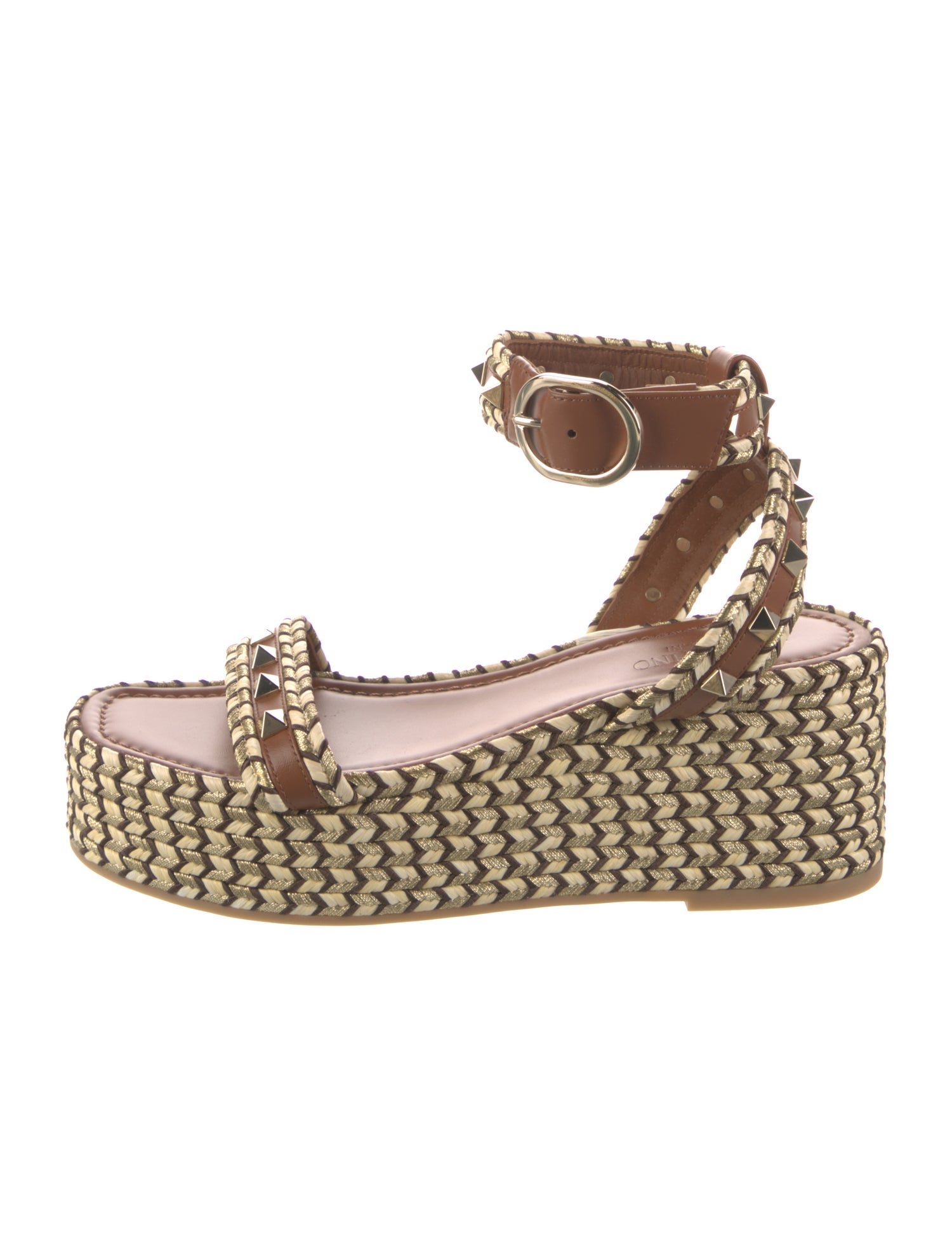 Valentino Rockstud Accents Jute Espadrilles