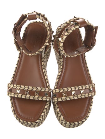 Valentino Rockstud Accents Jute Espadrilles