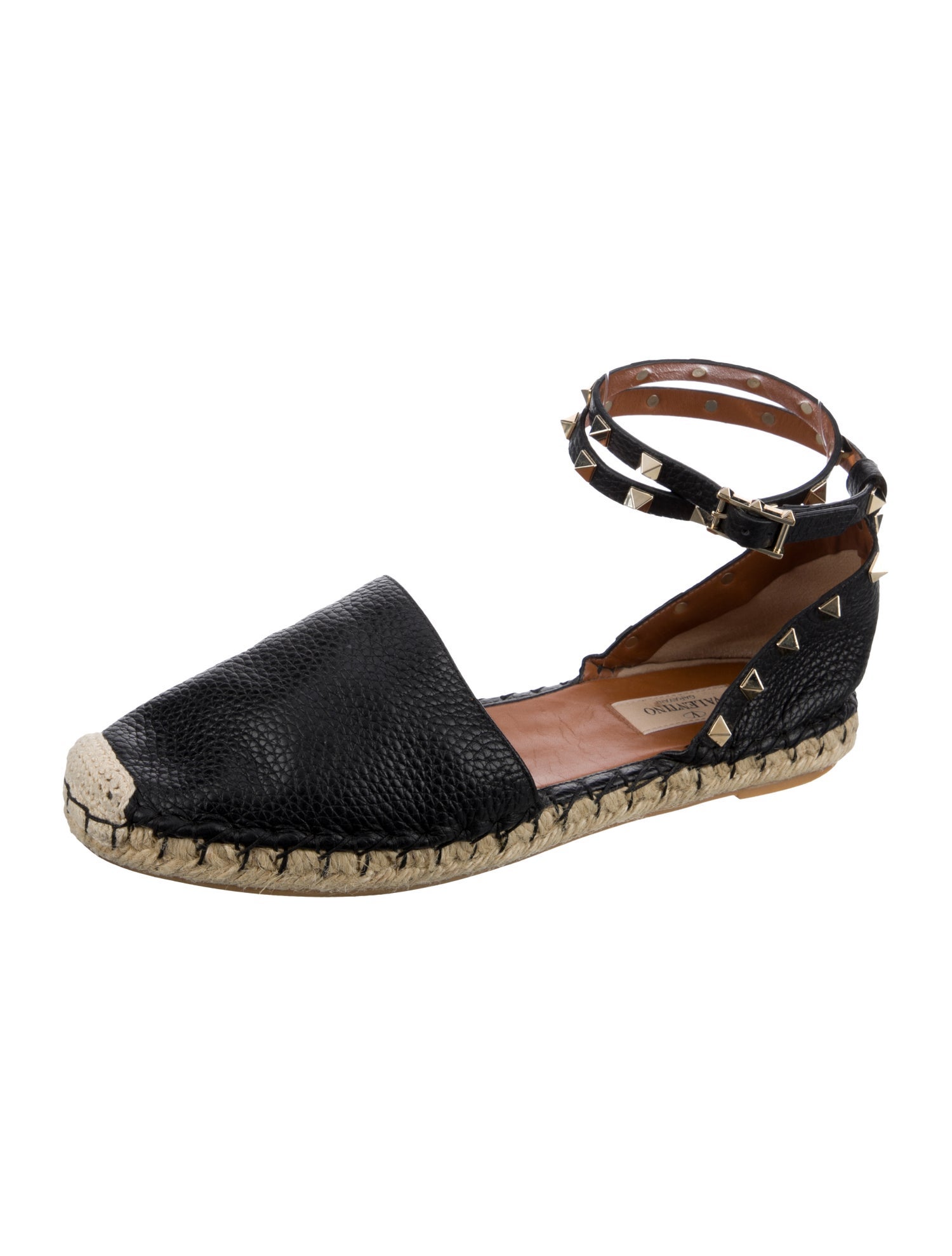 Valentino Rockstud Accents Leather Espadrilles