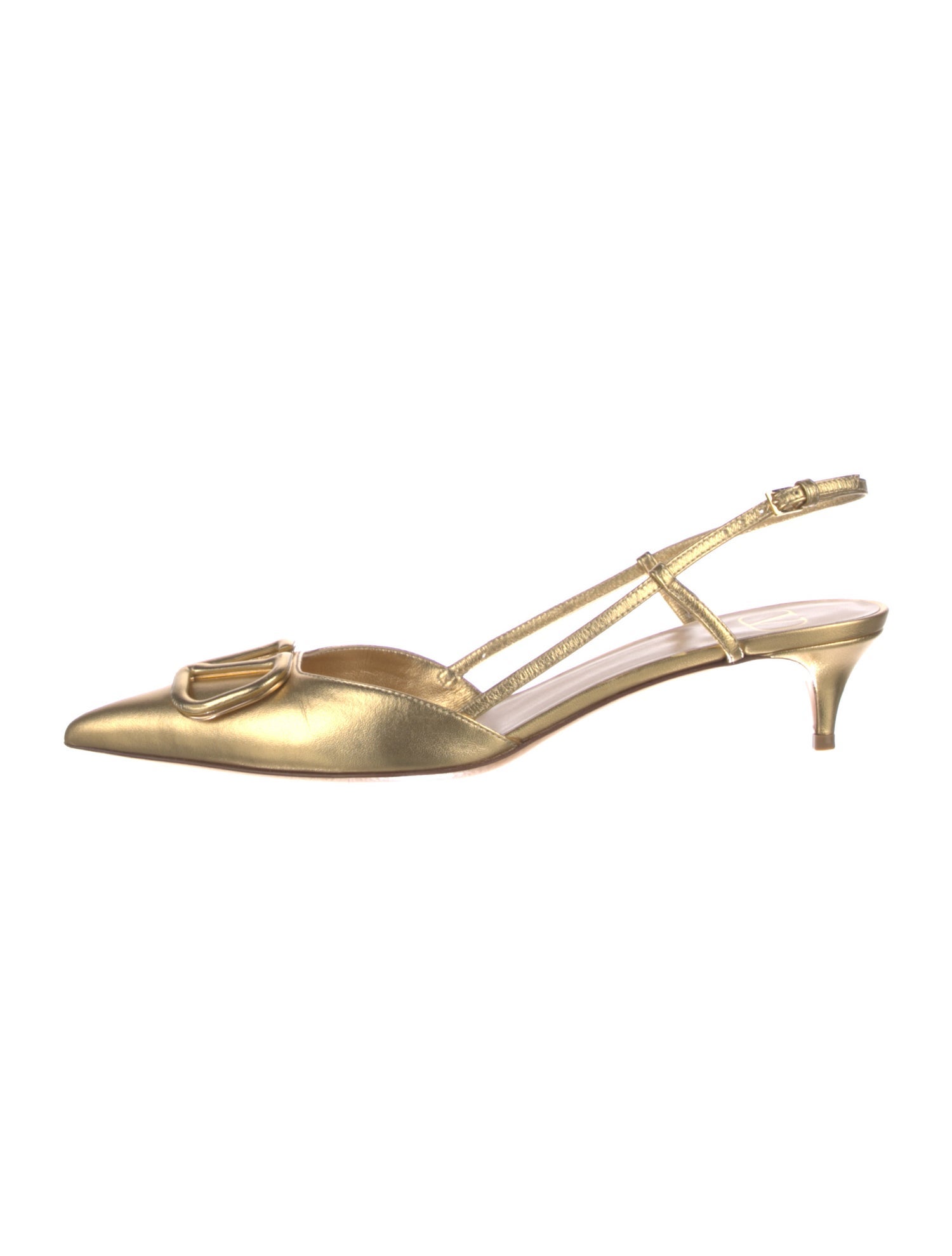 Valentino Leather Crystal Embellishments Slingback Pumps