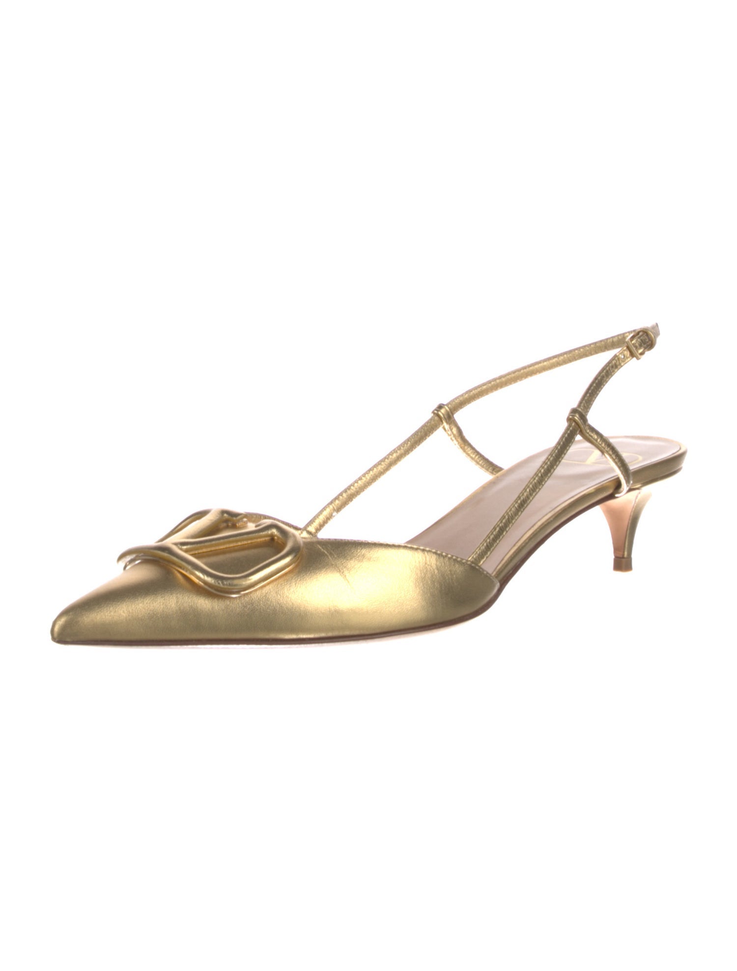 Valentino Leather Crystal Embellishments Slingback Pumps