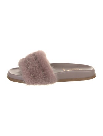 Valentino Rockstud Accents Fur Slides