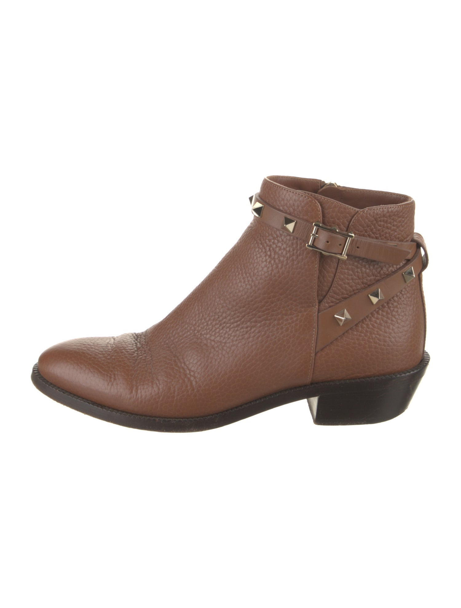 Valentino Rockstud Accents Leather Moto Boots