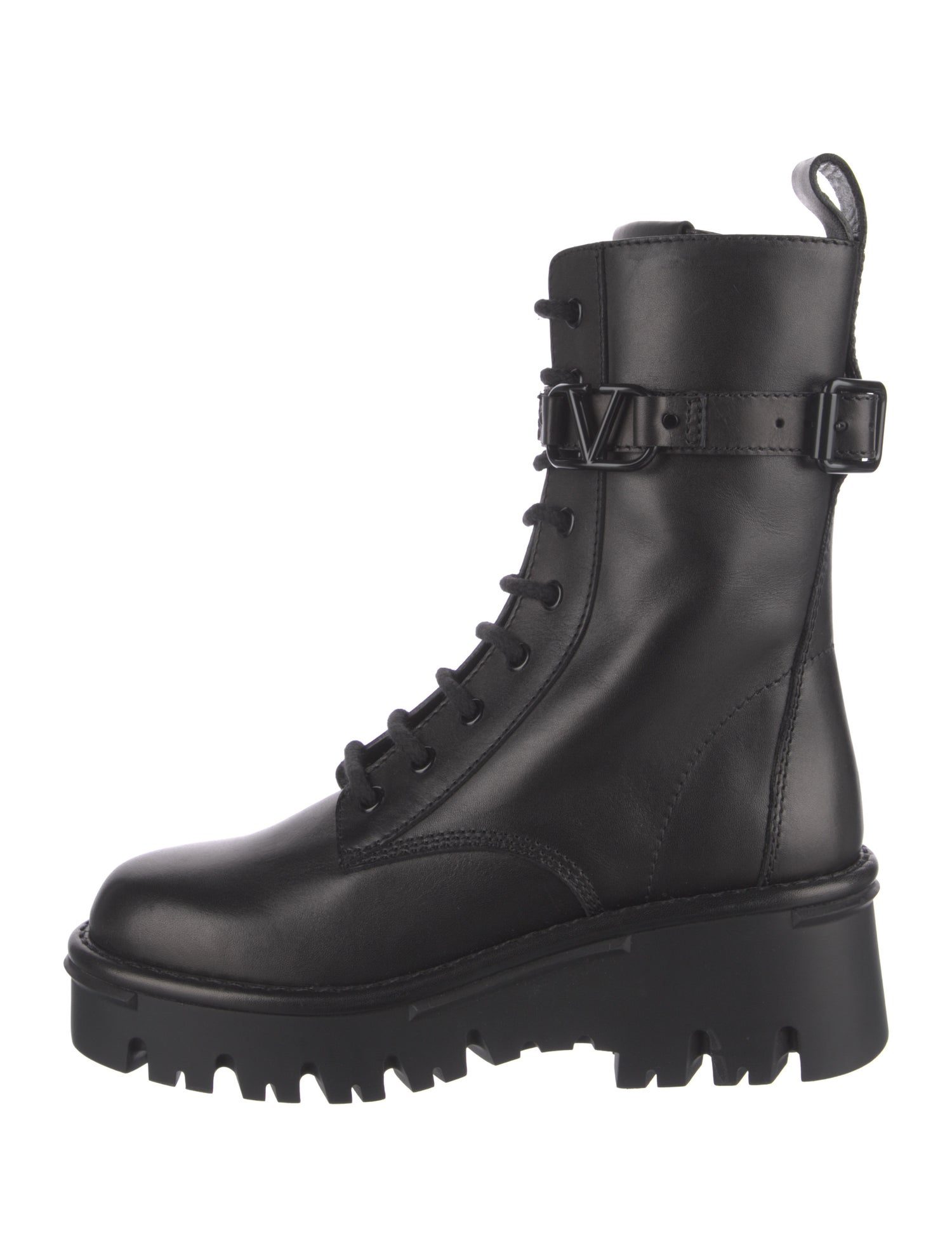 Valentino Leather Combat Boots