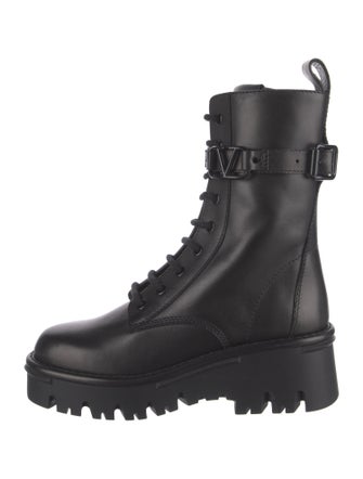 Valentino Leather Combat Boots