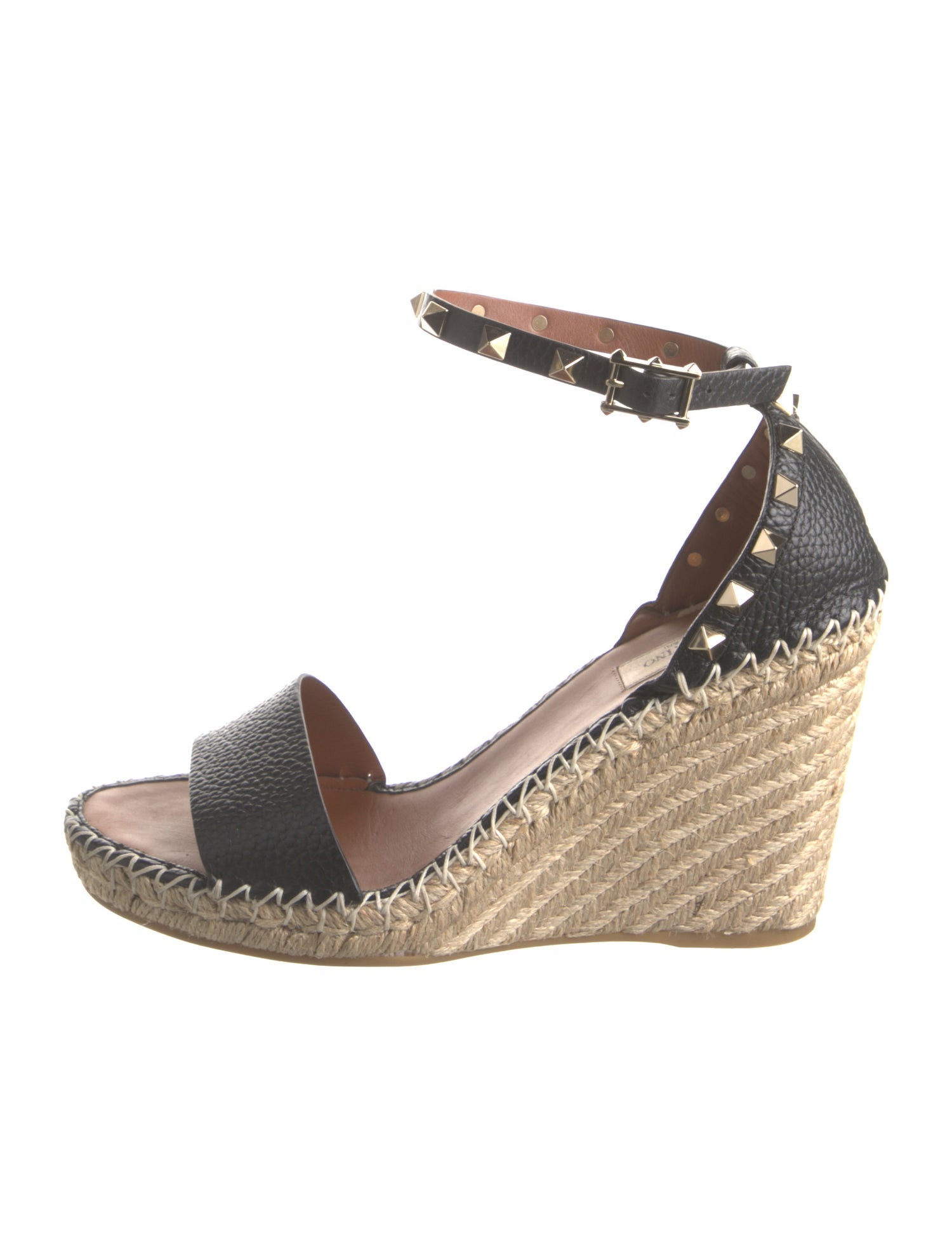 Valentino Rockstud Accents Leather Espadrilles