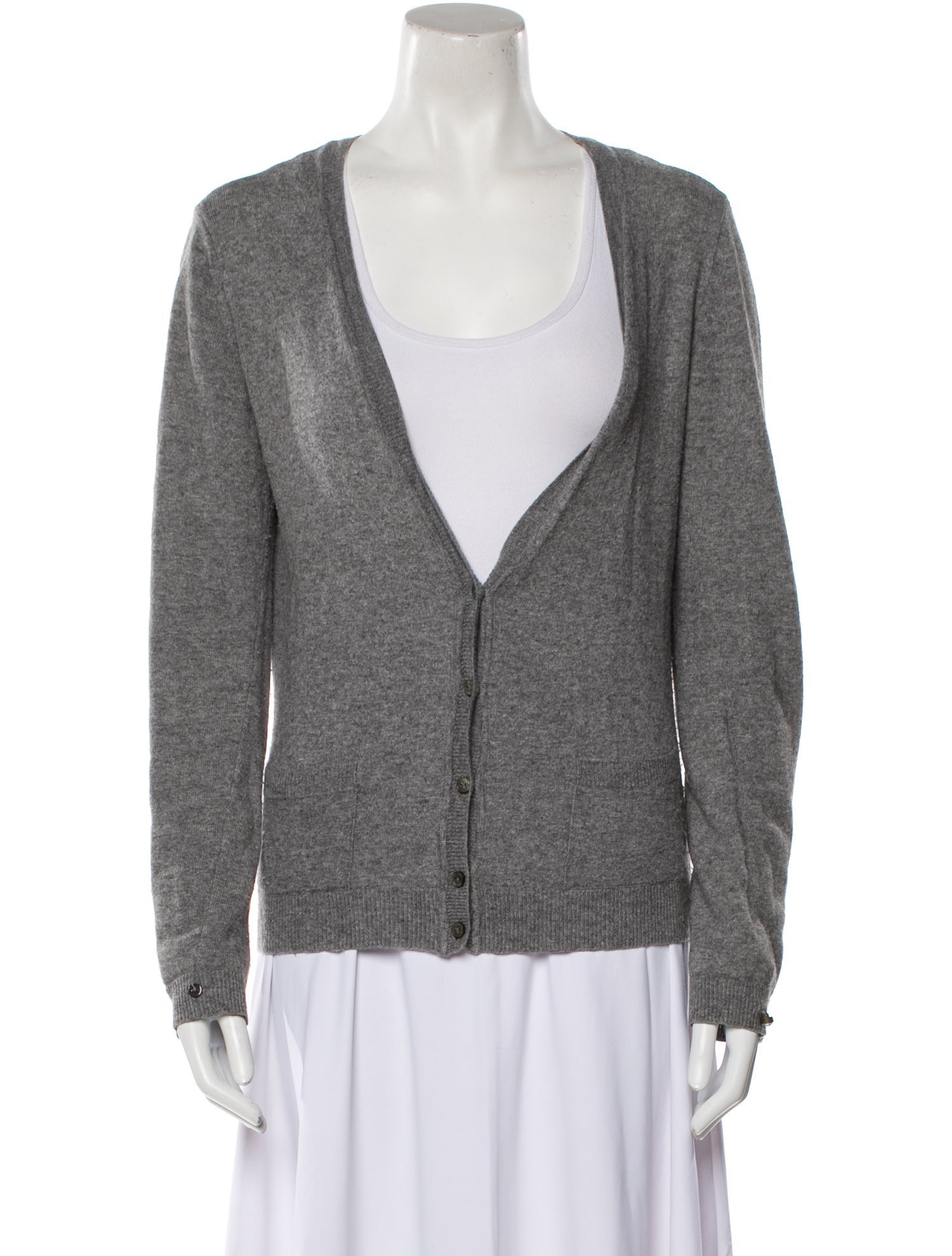 Valentino Cashmere Plunge Neckline Sweater