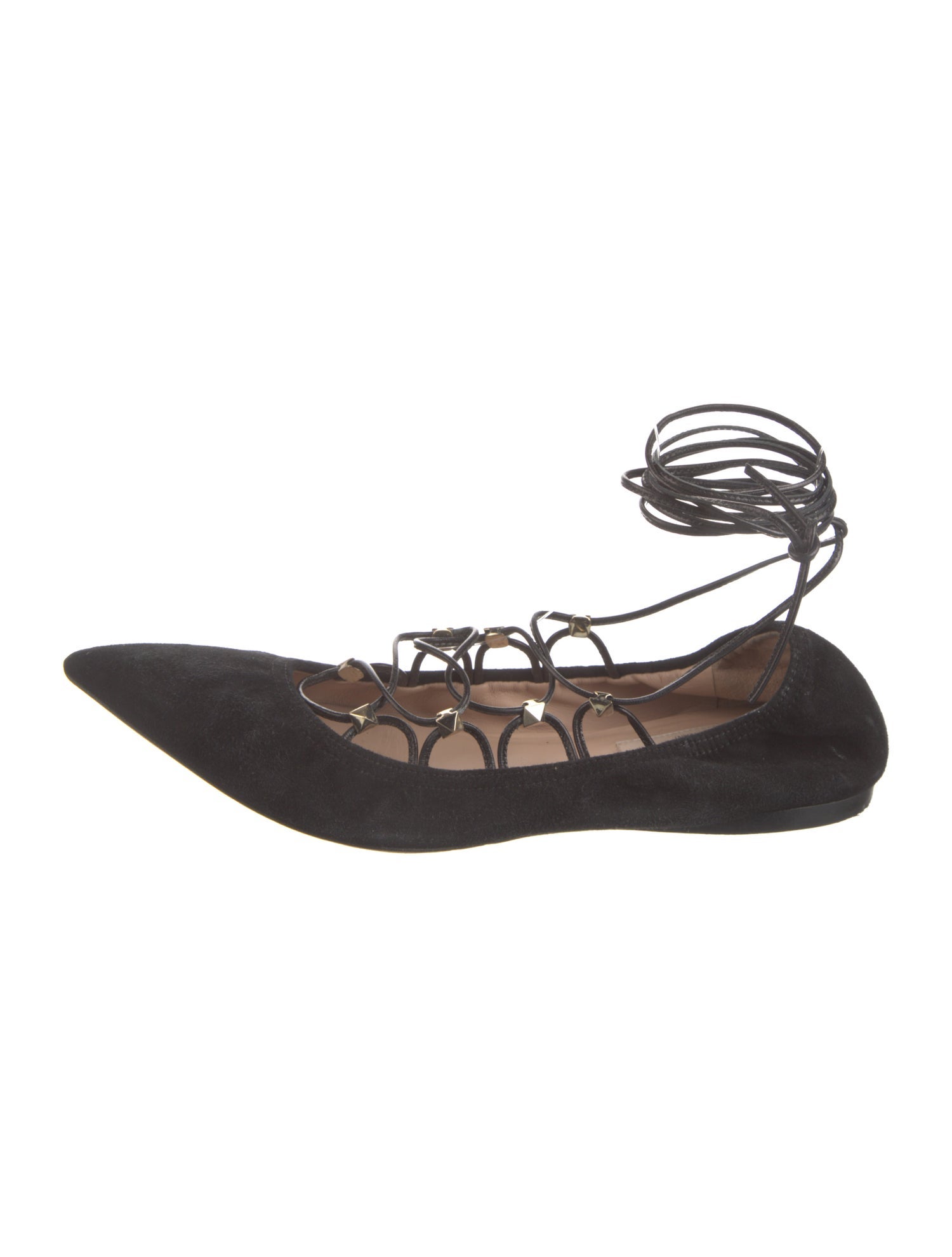 Valentino Rockstud Accents Suede Ballet Flats