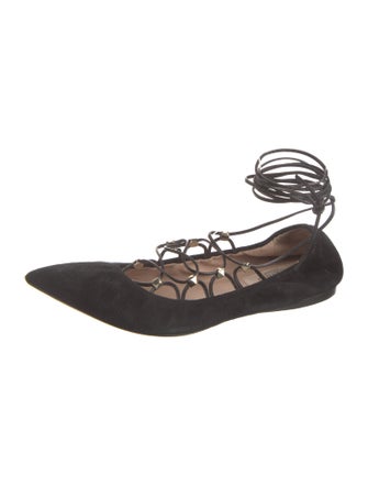 Valentino Rockstud Accents Suede Ballet Flats