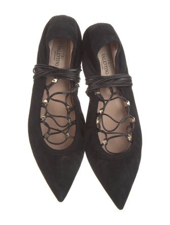 Valentino Rockstud Accents Suede Ballet Flats