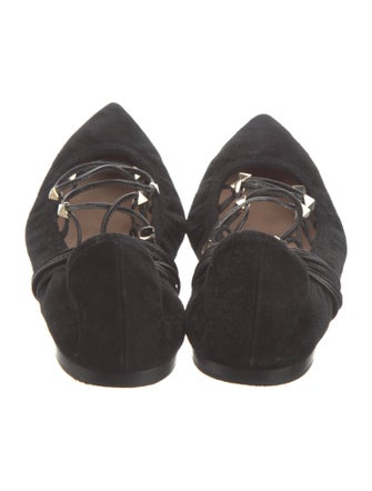 Valentino Rockstud Accents Suede Ballet Flats