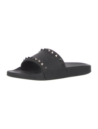 Valentino Rockstud Accents Rubber Slides