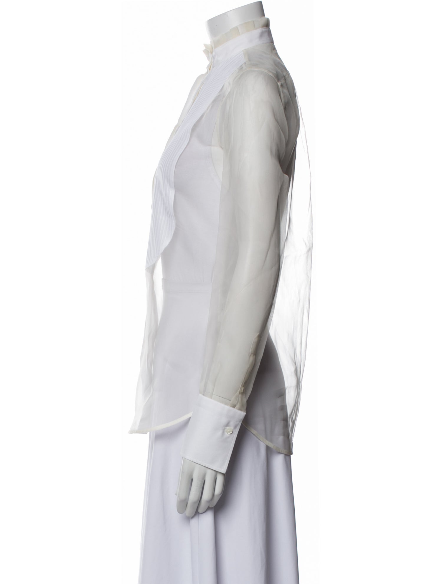 Valentino Silk Mock Neck Button-Up Top