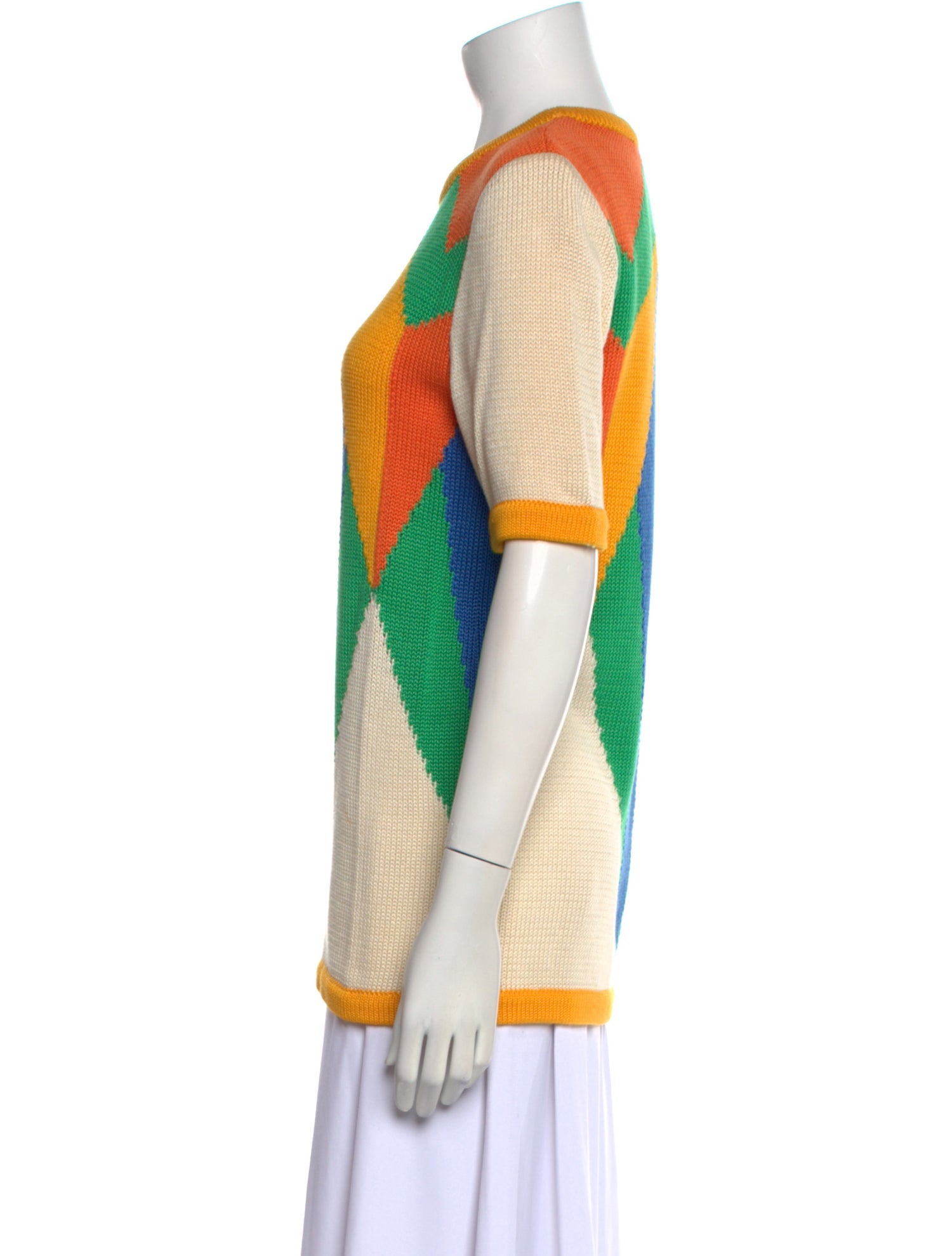 Valentino Colorblock Pattern Crew Neck Sweater