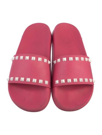 Valentino Rockstud Accents Rubber Slides