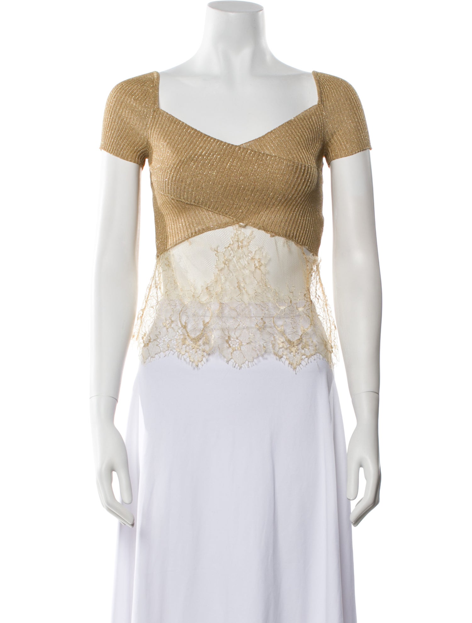 Valentino V-Neck Short Sleeve Crop Top