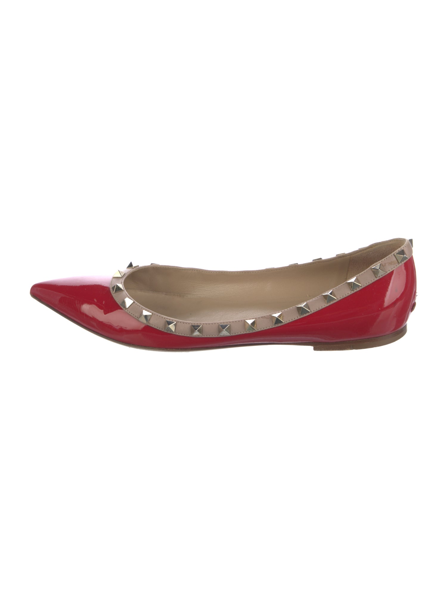 Valentino Rockstud Accents Patent Leather Flats