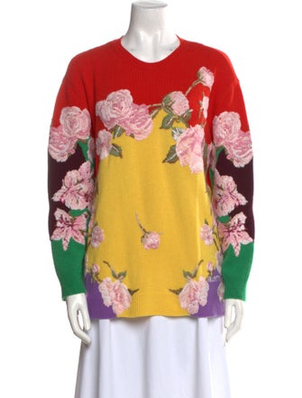 Valentino Virgin Wool Floral Print Sweater