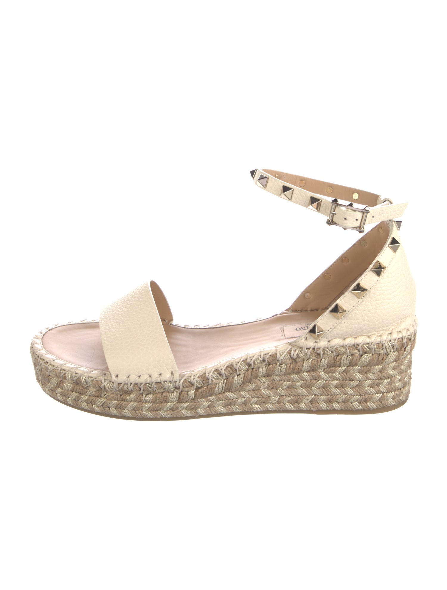 Valentino Rockstud Accents Leather Espadrilles